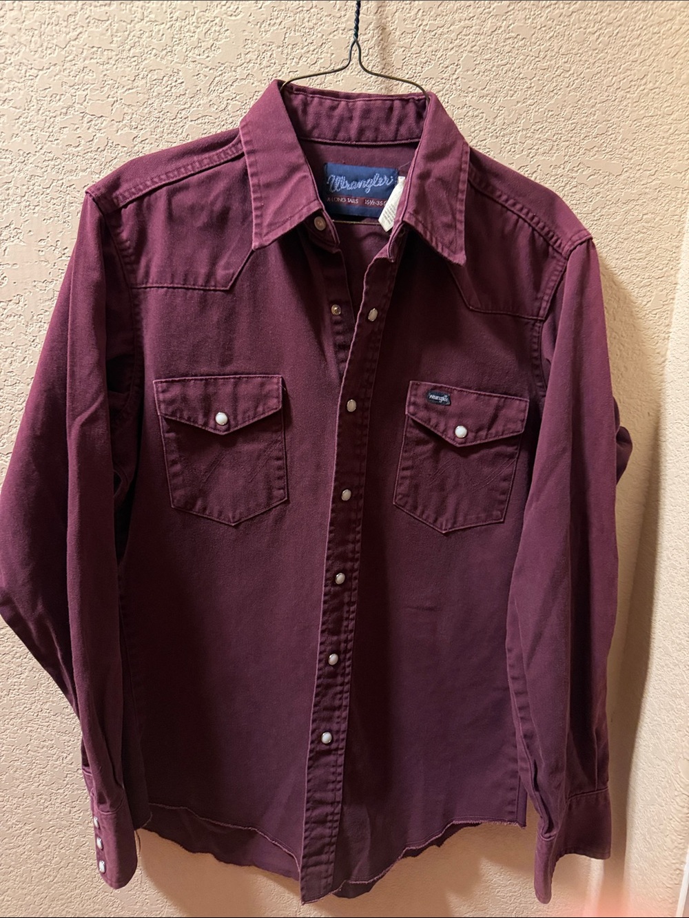 Wrangler Men's Button-Down Western Shirt - Maroon